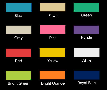 A chart showing the available key card print colors for Card Lock Company in Prattville Alabama