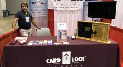Card lock company booth setup at Elks