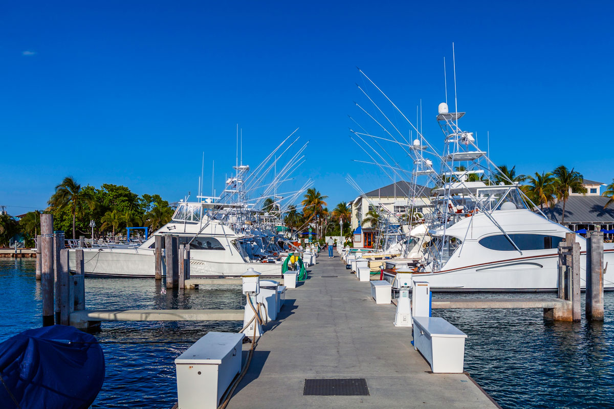 Docks of a secured marina to demonstrate security access for marinas