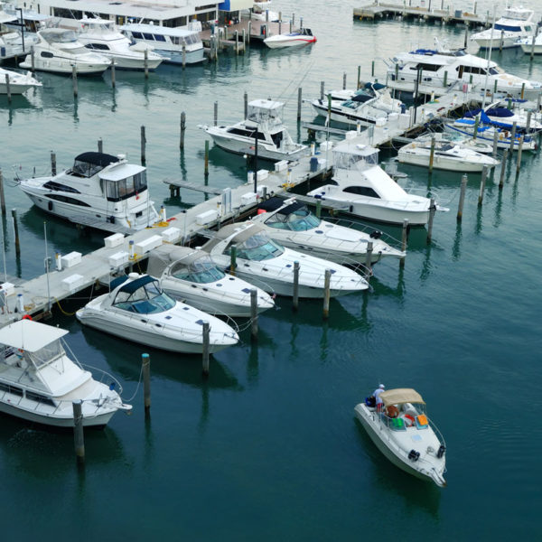Above shot of a secured marina to demonstrate security access for marinas