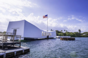 The USS Arizona Memorial in Pearl Harbor, Oahu, Hawaii for Pearl Harbor Remembrance Day
