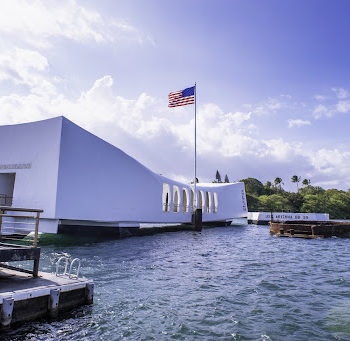 The USS Arizona Memorial in Pearl Harbor, Oahu, Hawaii for Pearl Harbor Remembrance Day